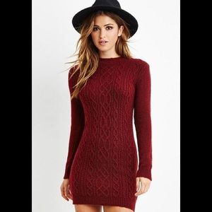 Cable knit sweater dress